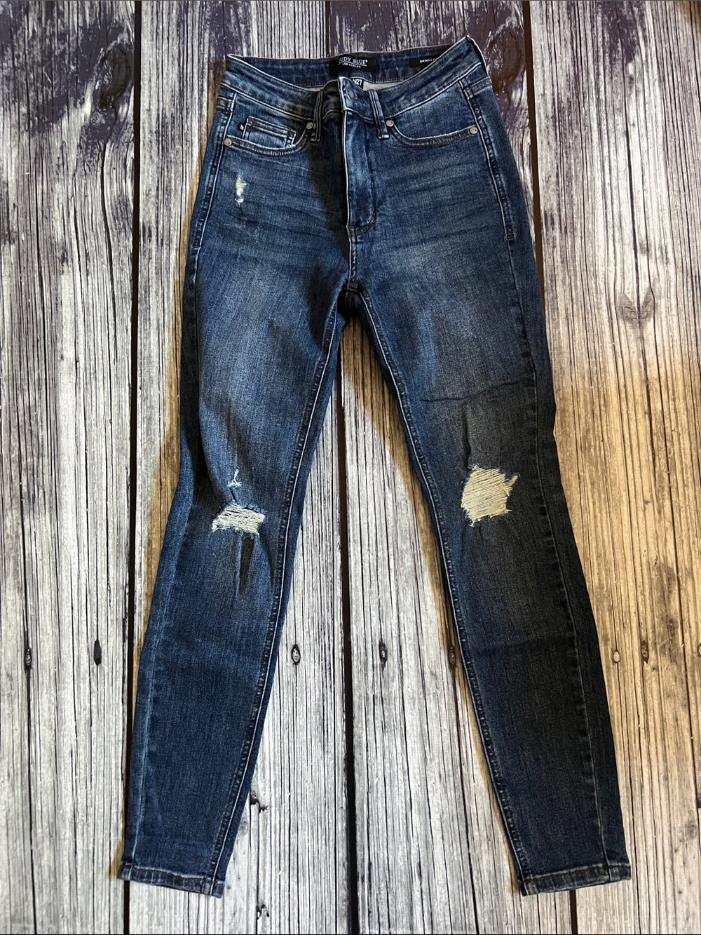 Judy Blue Dark Blue Distressed High-Rise Women’s Jeans